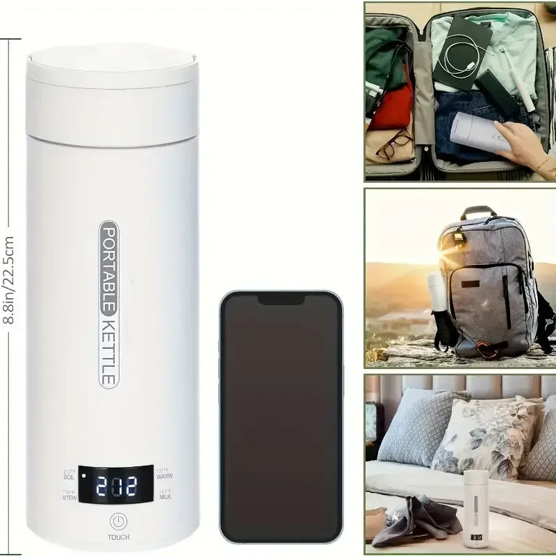 Electric Kettle Small Portable Stainless Steel Bottles for Boiling Water Travel Tea Coffee  Automatic 500ml Kettle for Camping