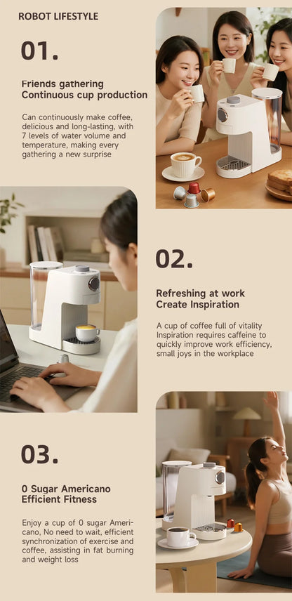 Coffee Maker 3 in 1 Multi Coffee Machine Hot/Cold, Dual Extraction, 20Bar, 1.4L Water Tank Home Hotel Coffee Maker