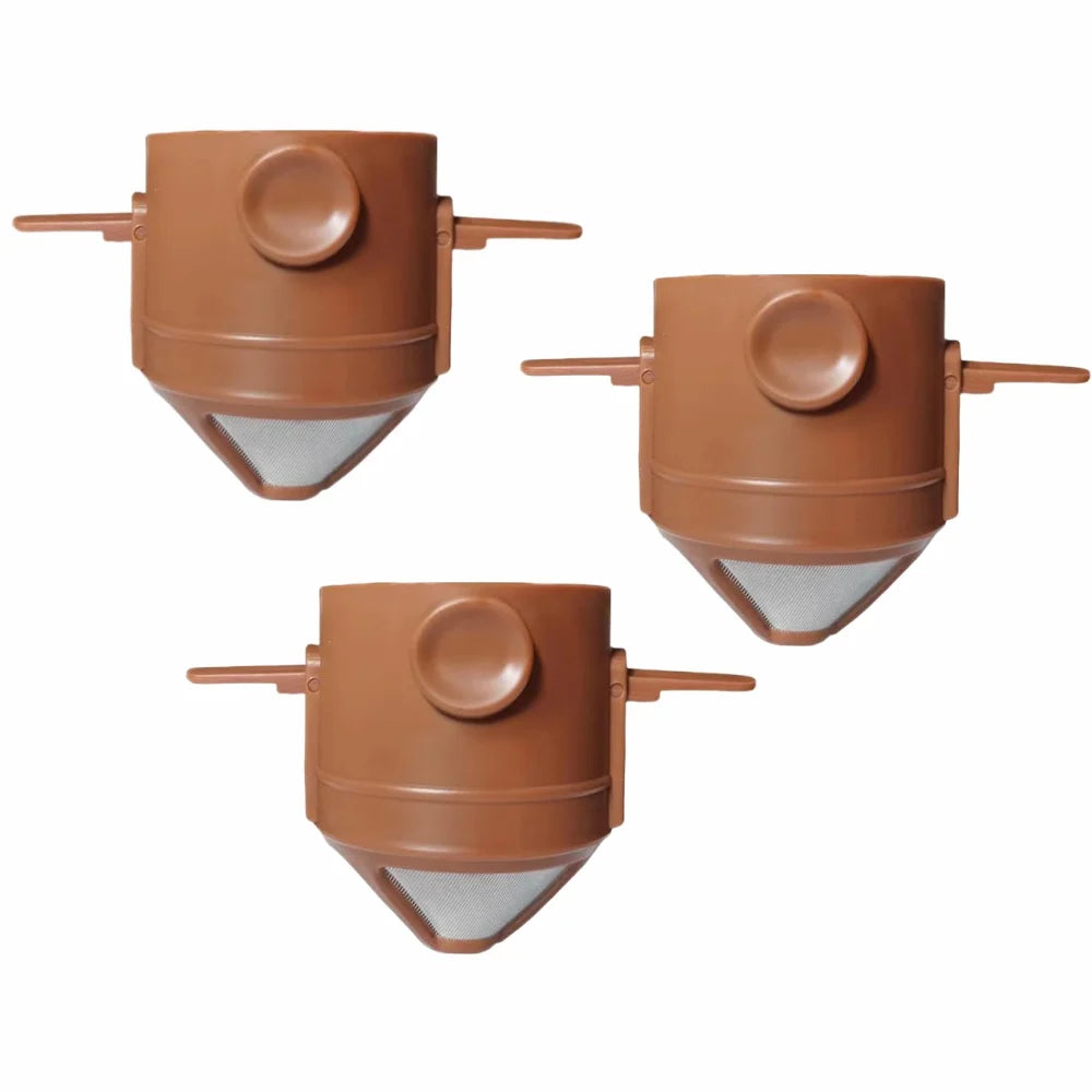 1/3pcs Folding Coffee Maker Filters Pour Over Dripper Set Stainless Steel Hand-Flush Funnel Cup with Ear Hook For Perfect Coffee