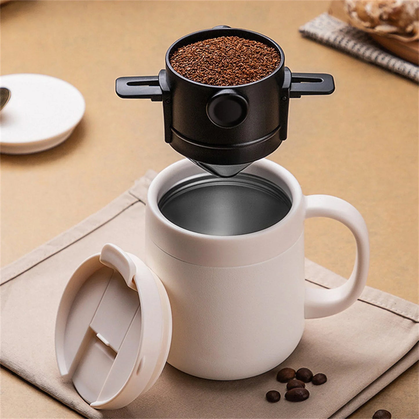 Coffee Maker Portable Pour Over Coffee Maker Set With Stainless Steel Coffee Mug Collapsible Pour Over Coffee Filter For Travel