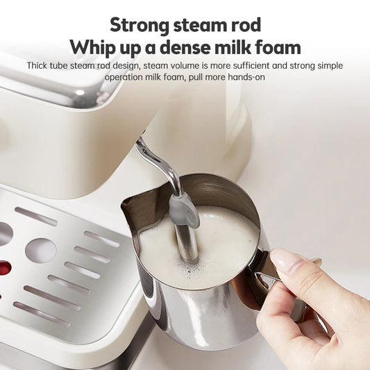 Espresso Coffee Machine Stainless Steel Espresso Maker with Milk Frother Steam Wand Semi-Automatic Cappuccino Latte Machine