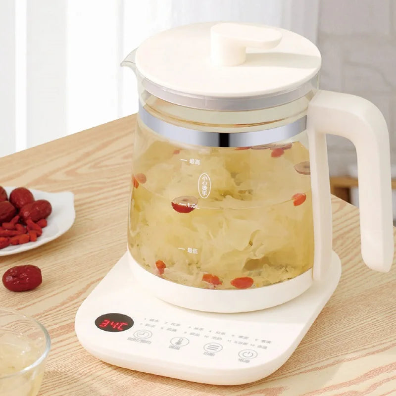 1.8L Electric Kettle Office Glass Flower Teapot Temperature Control Health Kettle 24h Appointment Stew Boil Kettle Multifunction