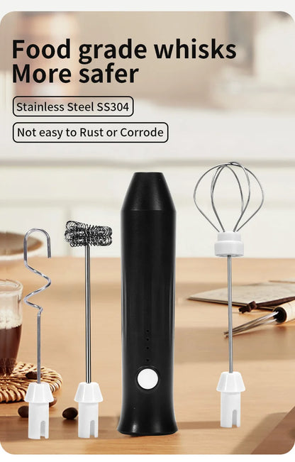 Wireless Milk Frother Electric Type-C Handheld Blender Stainless Steel Mini Coffee Maker Whisk Mixer For Coffee Cappuccino Cream