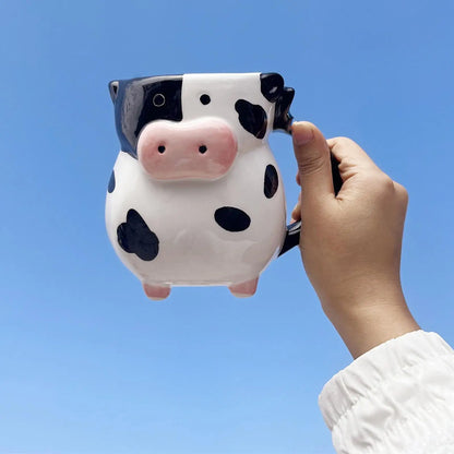 Cow Pattern Coffee Mug 585ml Cute Ceramic Milk Cup with Handle for Tea Hot Chocolate Birthday Gift Funny Novelty Drinkware