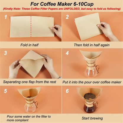 Tools 100Pcs Pour over Coffee Filter,Natural Square Disposable Coffee Filter Paper for Pour over Coffee Maker Drippers