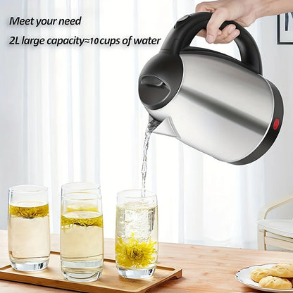 2L Electric Kettle1000W Stainless Steel Teapot with Auto Shut-Off Anti-Dry Design,Quick Boil for Home Kitchen,Durable Kitchenwar
