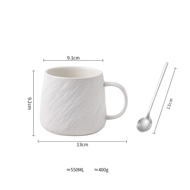 550ml Minimalist Style Ceramic Frosted Mug Male Coffee Milk Cup Large Capacity Drinking Cup Household Couple Water Tea CupMug