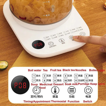 1.8L Electric Kettle Office Glass Flower Teapot Temperature Control Health Kettle 24h Appointment Stew Boil Kettle Multifunction