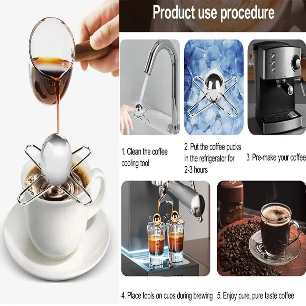 Coffee Cooling Tool With Stainless Steel Ice Sphere Unlock Coffee True Flavors Ice Ball Tools Reusable Coffee Accessories