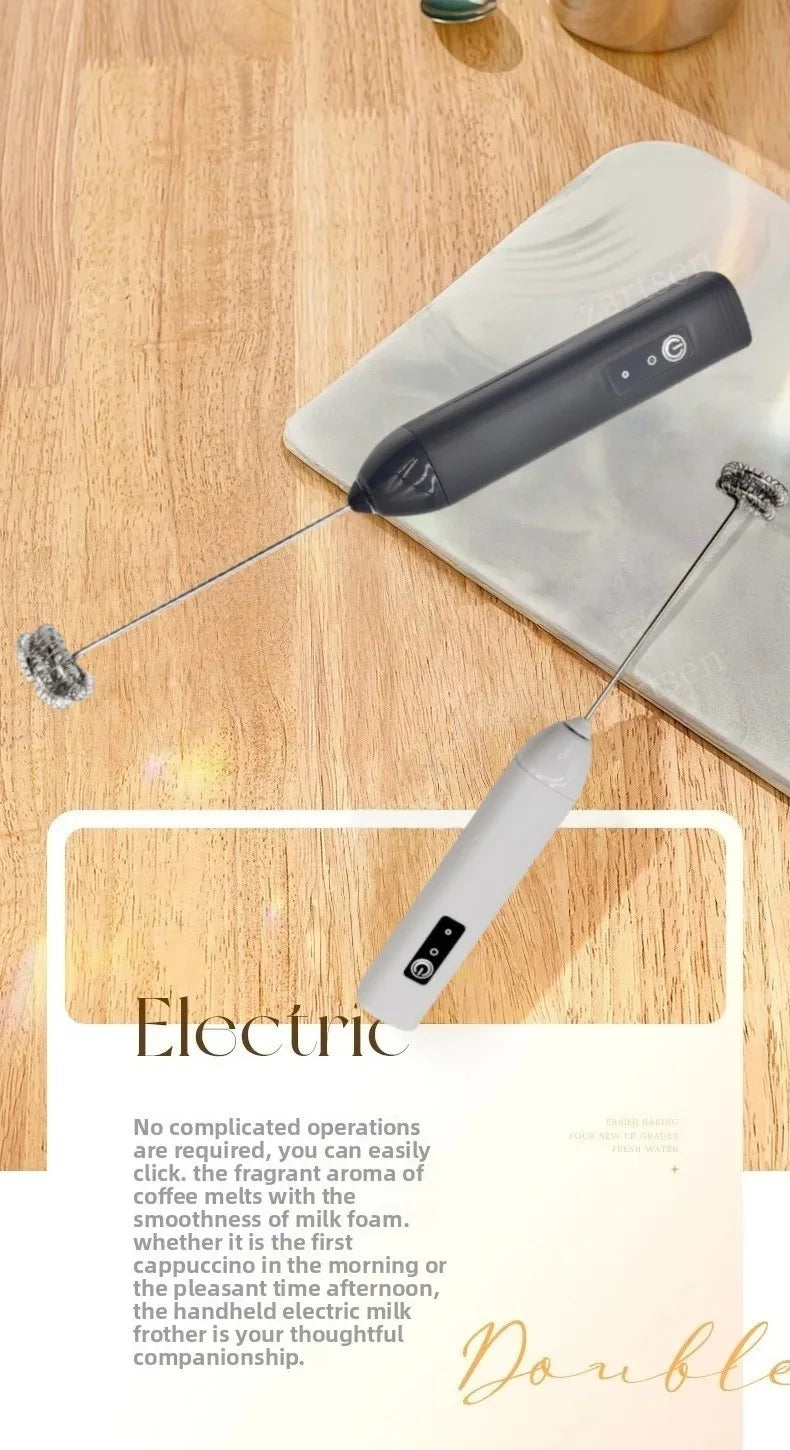 Wireless Milk Frother Electric Type-C Handheld Blender Stainless Steel Mini Coffee Maker Whisk Mixer For Coffee Cappuccino Cream