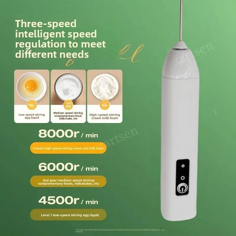 Wireless Milk Frother Electric Type-C Handheld Blender Stainless Steel Mini Coffee Maker Whisk Mixer For Coffee Cappuccino Cream