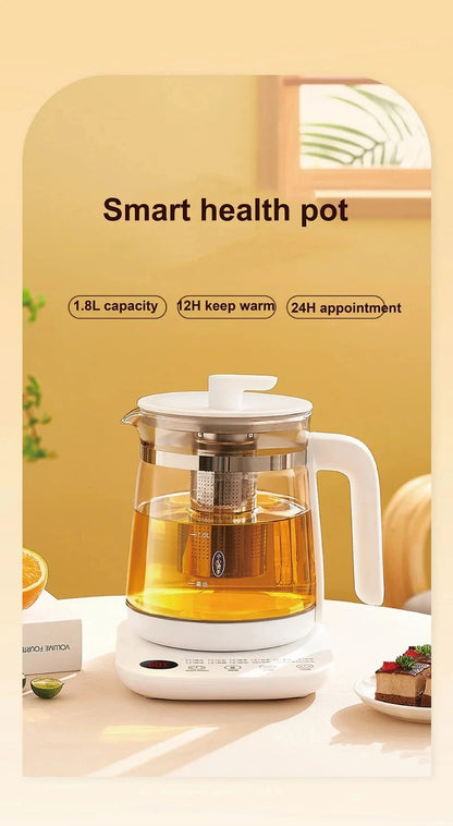 1.8L Electric Kettle Office Glass Flower Teapot Temperature Control Health Kettle 24h Appointment Stew Boil Kettle Multifunction