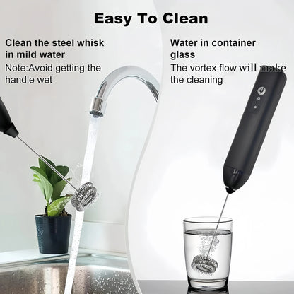 MINI Milk Frother USB Rechargeable 3 Speeds Foam Maker Coffee Whisk Mixer Electric Handle Blender Egg Beater