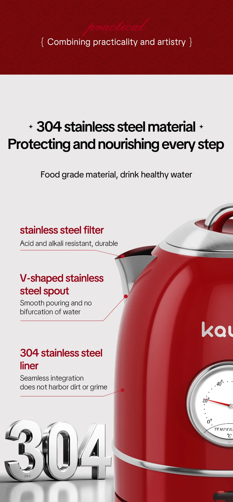European-style retro electric kettle, 1.3L large capacity, constant temperature and heat preservation, a great home item