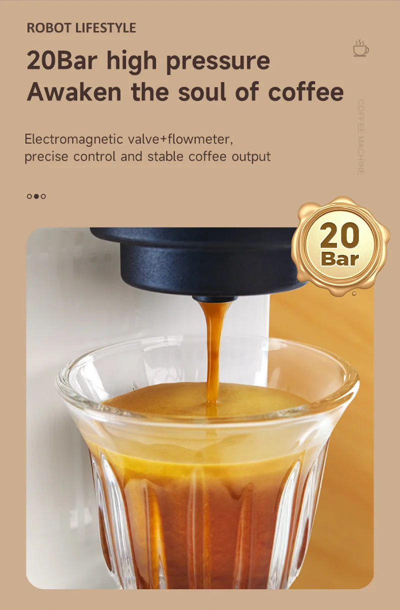 Multi Capsule Coffee Maker Machine Compatible Ground Coffee, Hot Cold Dual Extraction, 20Bar High Pressure, 1.4L Water Tank