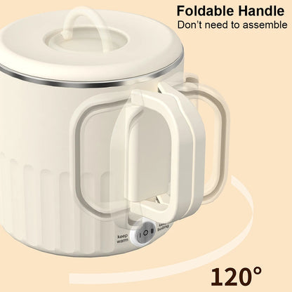 Electric Water Kettle Portable Mini Kettle with Steaming Rack 1000ml Large Capacity Stainless Steel Home Kitchen Office Travel