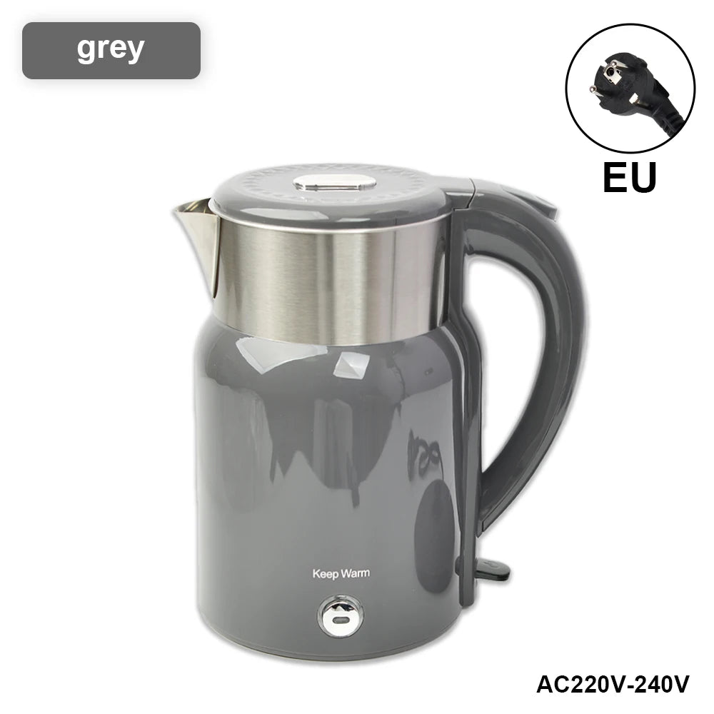 2.0L Electric Kettle - 360° Rotating Base, Retro Design Food Grade 304 Stainless Steel Electric Kettle for Kitchen