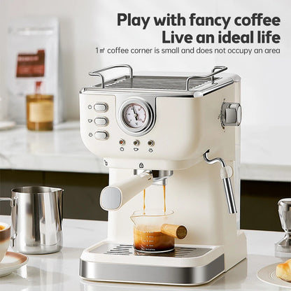 Espresso Coffee Machine Stainless Steel Espresso Maker with Milk Frother Steam Wand Semi-Automatic Cappuccino Latte Machine