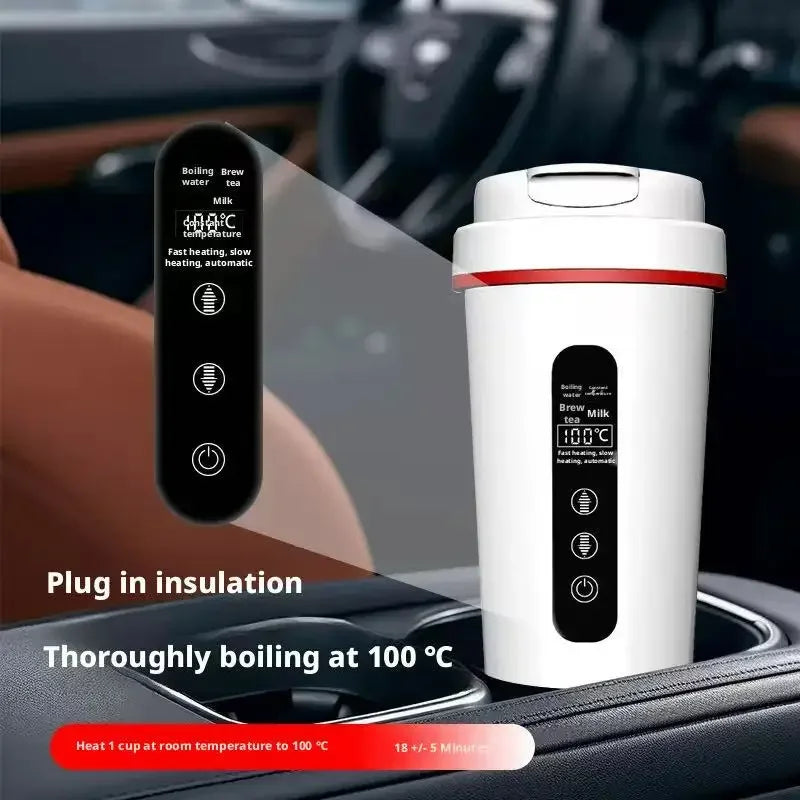 12V/24V Vehicle-Mounted Electric Kettle 500ML Large Capacity with 316 Stainless Steel Liner Fast Heating Anti-Dry-Burn Function