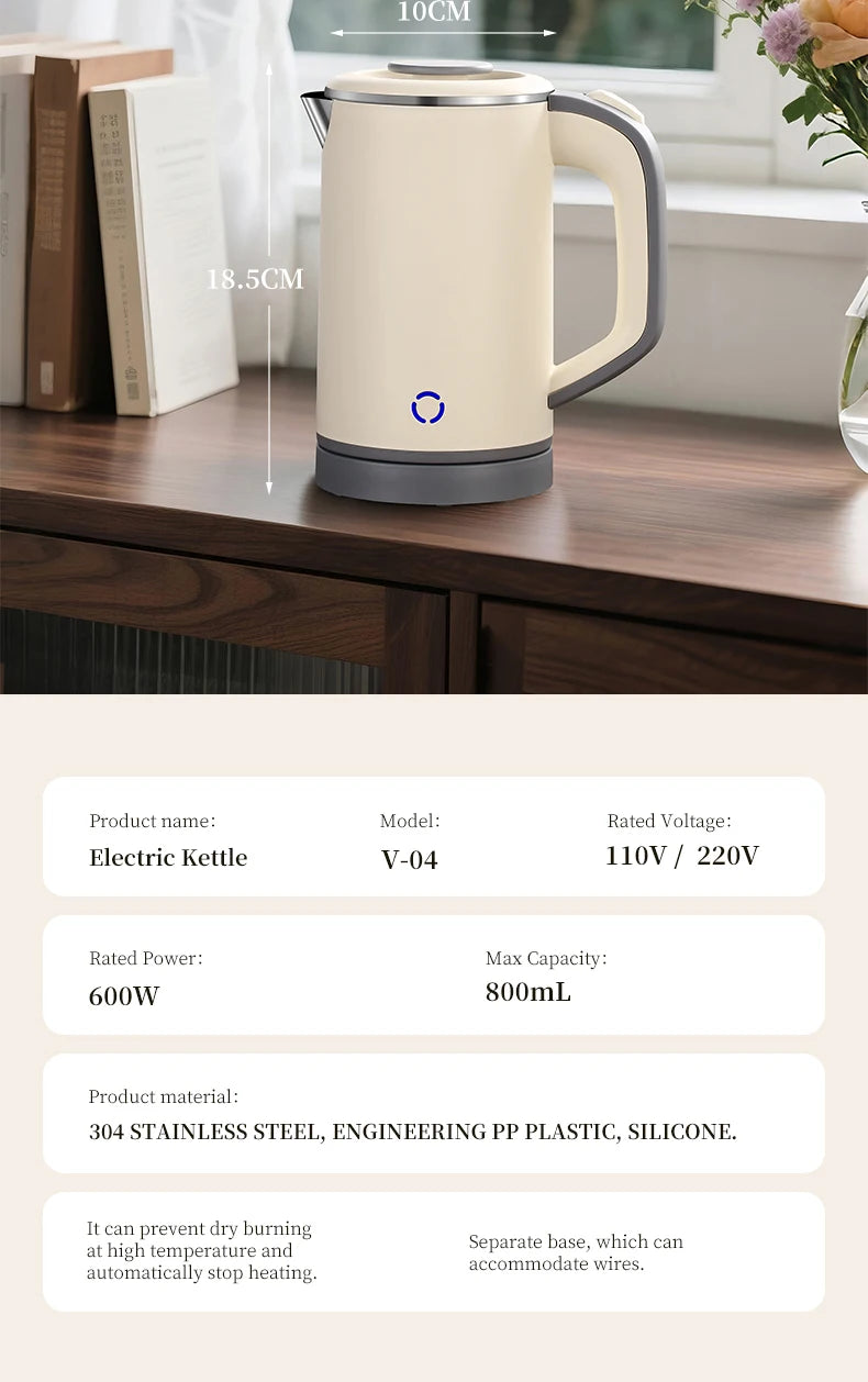 Electric kettle 800ml small kettle heating kettle office household electric kettle tea and milk.