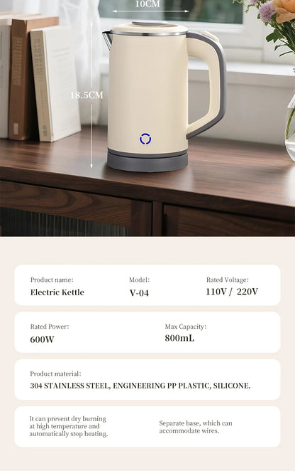 Electric kettle 800ml small kettle heating kettle office household electric kettle tea and milk.