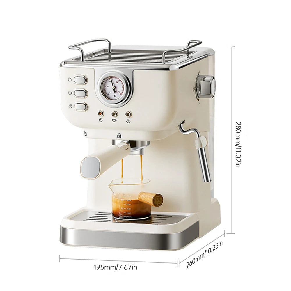 Espresso Coffee Machine Stainless Steel Espresso Maker with Milk Frother Steam Wand Semi-Automatic Cappuccino Latte Machine
