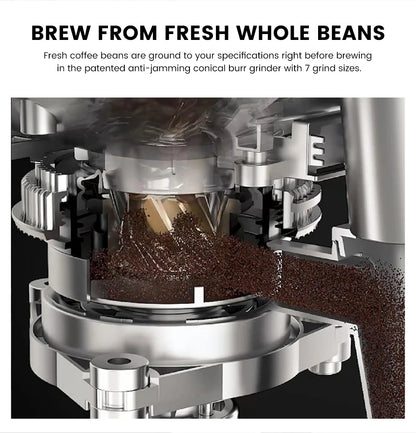 Mcilpoog M3 Automatic Espresso Coffee Machine ，Built-In Milk Frother & Tank, 7 Coffee Varieties, Touchscreen