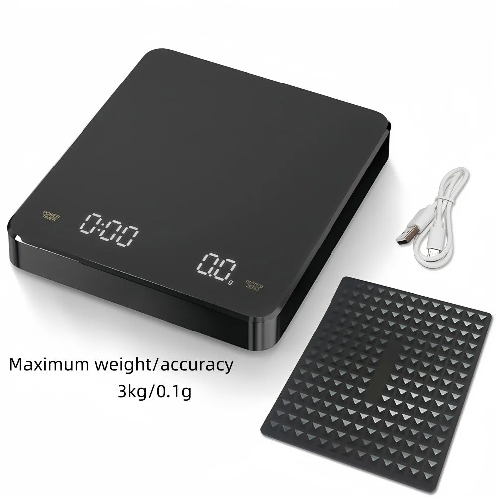 High-precision Electronic Coffee Scale with Waterproof Pad LED Display USB Timing Professional Home Coffee Accessories 3kg/5kg