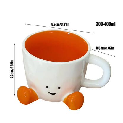 Cute Ceramic Mug Adorable Home Kitchen Drinkware Novelty Teacup with Handle for Latte Water Milk Hot Cocoa Cold Hot Drinks