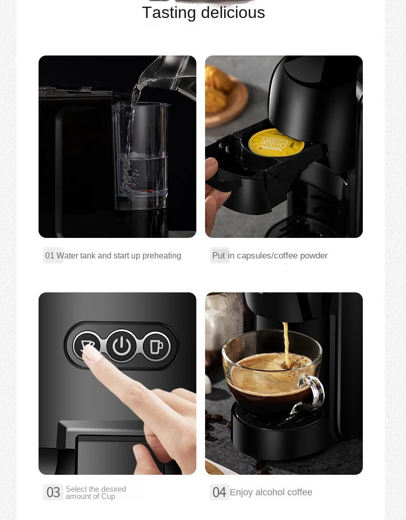 All-In-One Home & Commercial Espresso & Americano Capsule Coffee Machine Small Automatic With Battery Electric Power Source