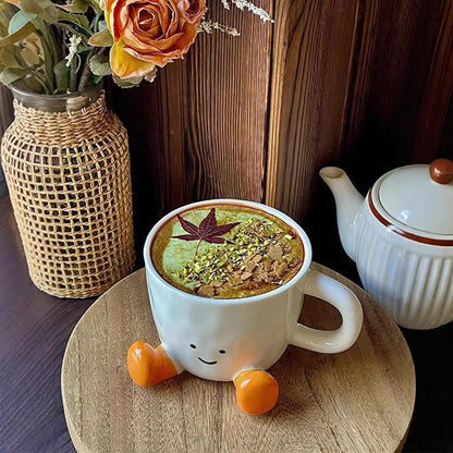 Cute Ceramic Mug Adorable Home Kitchen Drinkware Novelty Teacup with Handle for Latte Water Milk Hot Cocoa Cold Hot Drinks