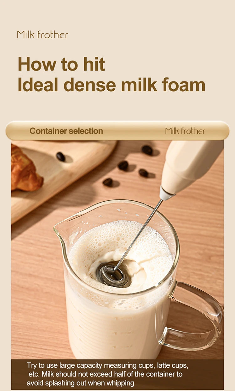 MINI Coffee Frother USB Rechargeable 3 Speeds Foam Maker Coffee Milk Mixer Electric Handle Blender Egg Beater Hot Cooking Tools