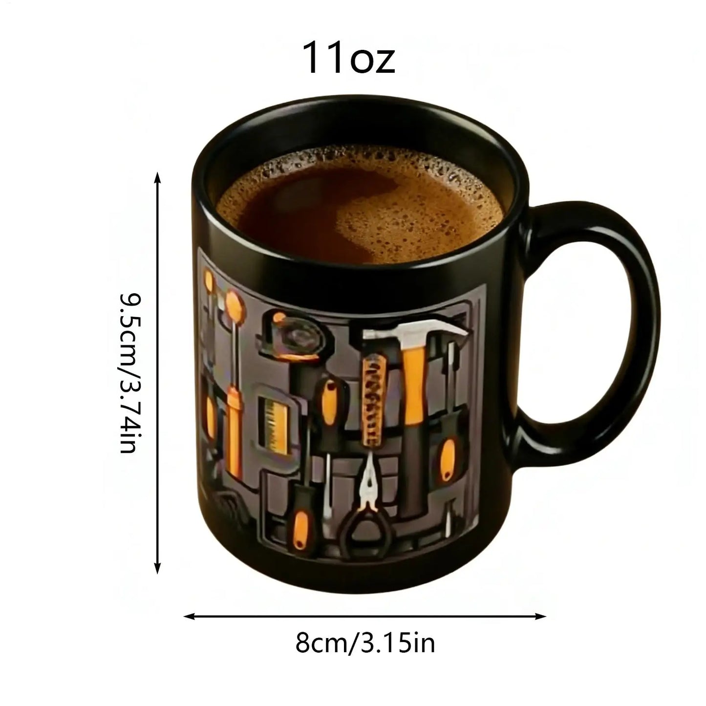 Coffee Mug 11oz Mechanic Tool Design Tea Drinkware Latte Mugs with Handle for Husband Coffee Tea Milk Beverage Home Kitchen Cafe