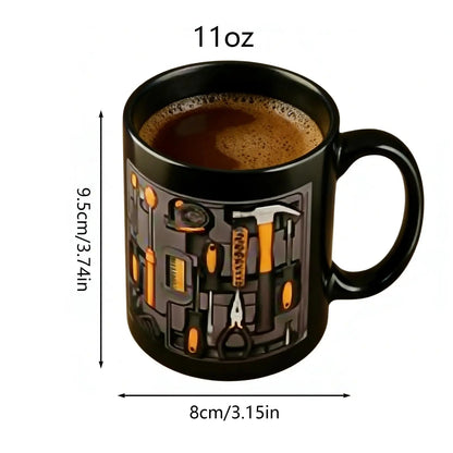 Coffee Mug 11oz Mechanic Tool Design Tea Drinkware Latte Mugs with Handle for Husband Coffee Tea Milk Beverage Home Kitchen Cafe