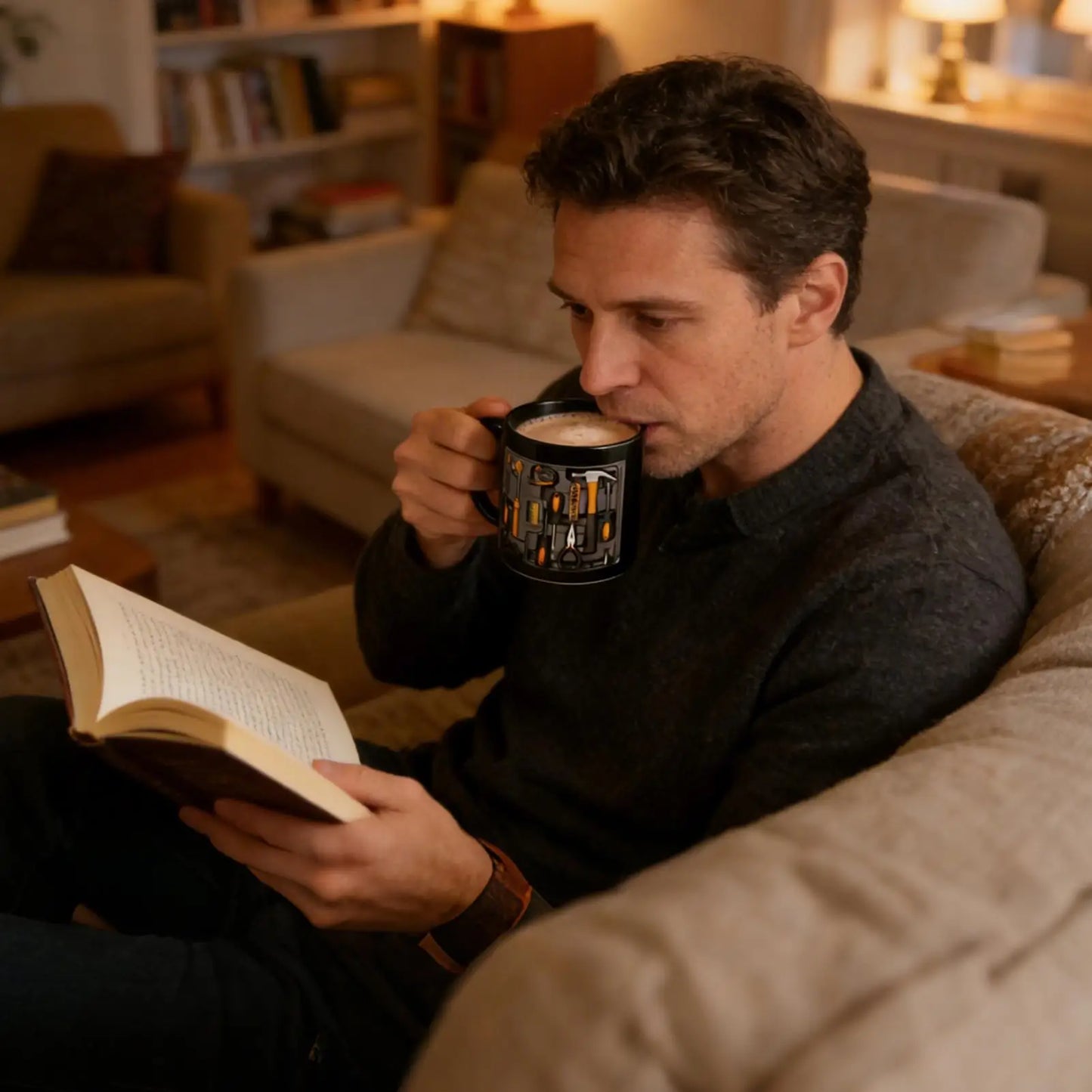 Coffee Mug 11oz Mechanic Tool Design Tea Drinkware Latte Mugs with Handle for Husband Coffee Tea Milk Beverage Home Kitchen Cafe