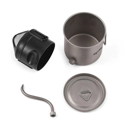 400ml Pour Over Kettle Gooseneck Coffee Kettle Ti Folding Handle  Kettle with Lid and Coffee Filter Ti Pour Over Kettle