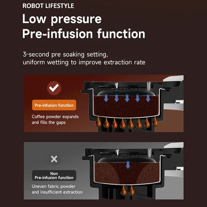 Coffee Maker 3 in 1 Multi Coffee Machine Hot/Cold, Dual Extraction, 20Bar, 1.4L Water Tank Home Hotel Coffee Maker