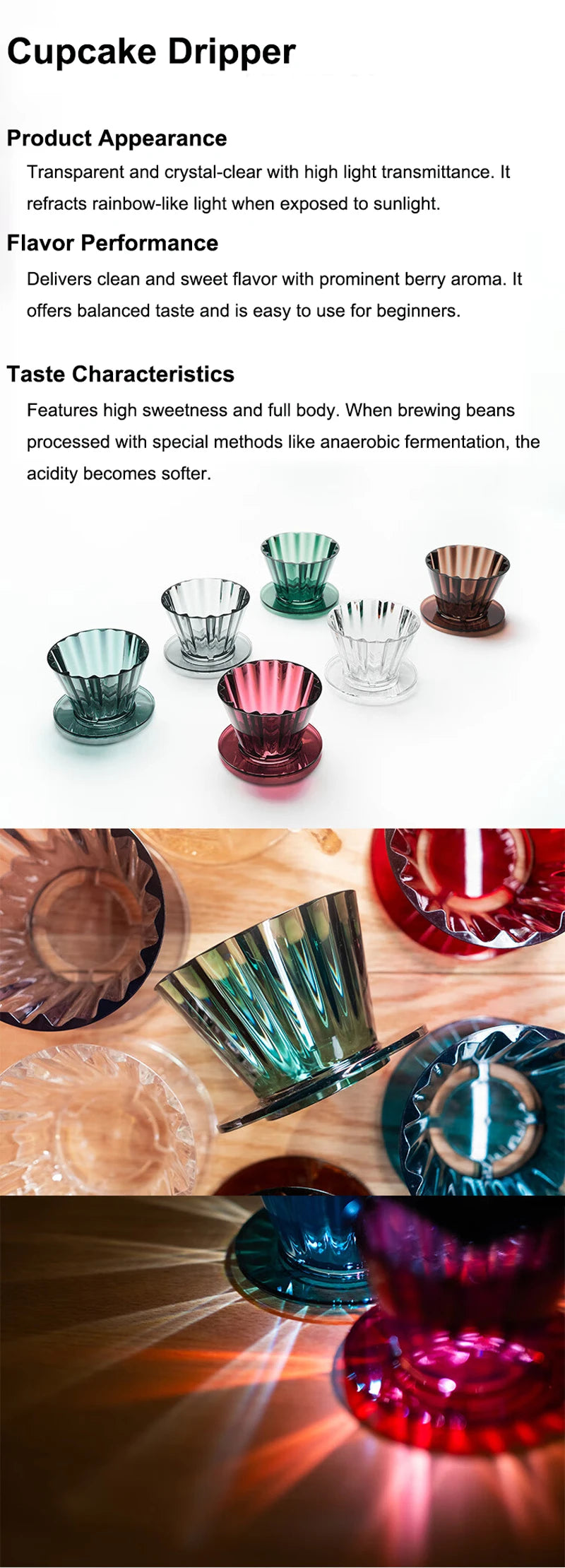 Minos Cupcake Dripper, Pour Over Coffee Dripper, Pour Over Coffee Maker (Fits 155 Filter Paper) - Ideal for Home, Office,