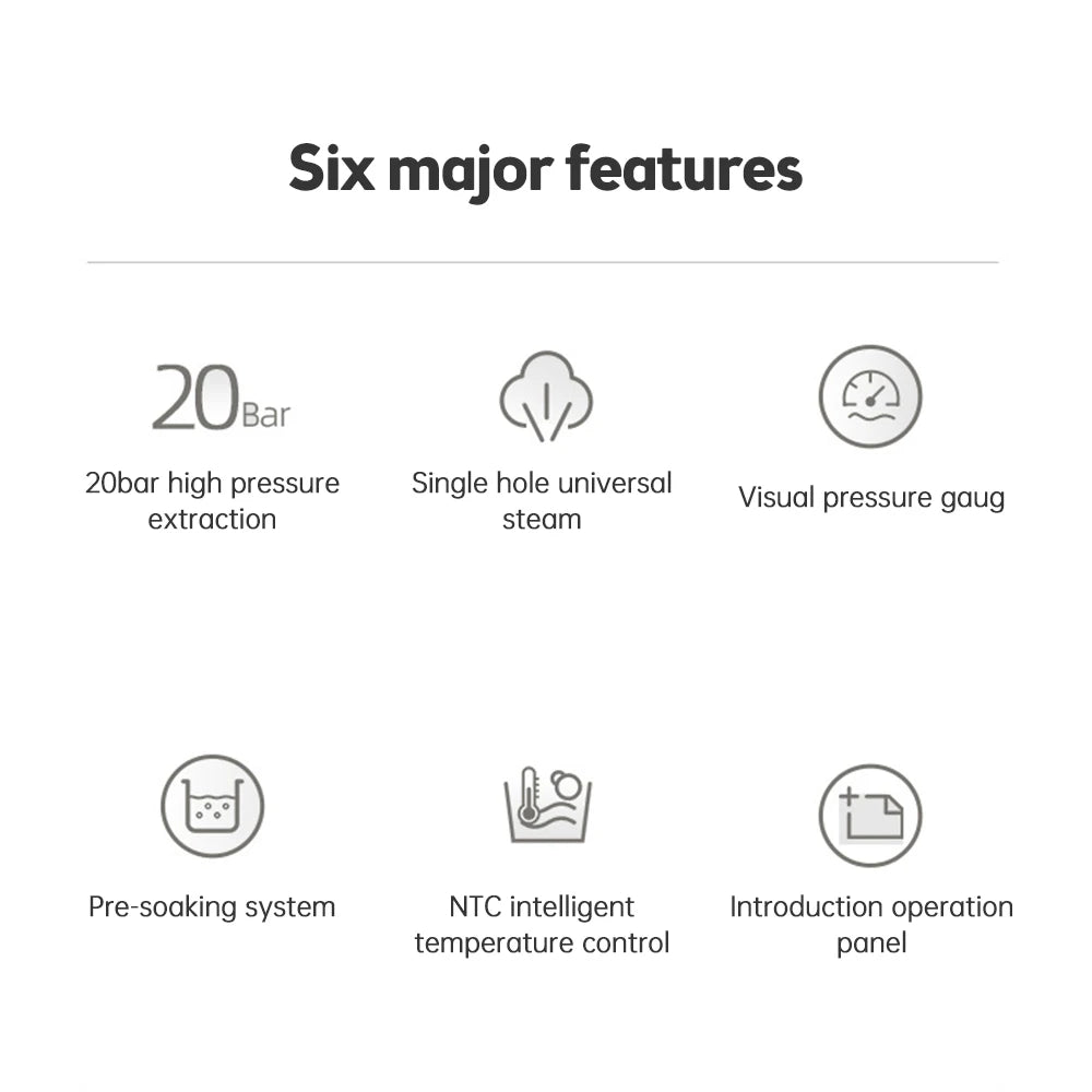 Espresso Coffee Machine Stainless Steel Espresso Maker with Milk Frother Steam Wand Semi-Automatic Cappuccino Latte Machine