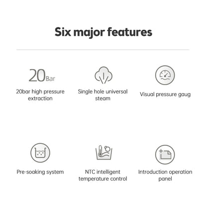 Espresso Coffee Machine Stainless Steel Espresso Maker with Milk Frother Steam Wand Semi-Automatic Cappuccino Latte Machine