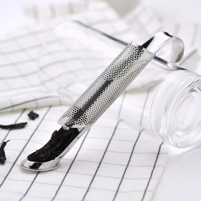 Portable Home Tea Accessories Filter Stainless Steel Tea Maker Piping Design Tea Spoon Brewer Long Handle Metal Creative Cup