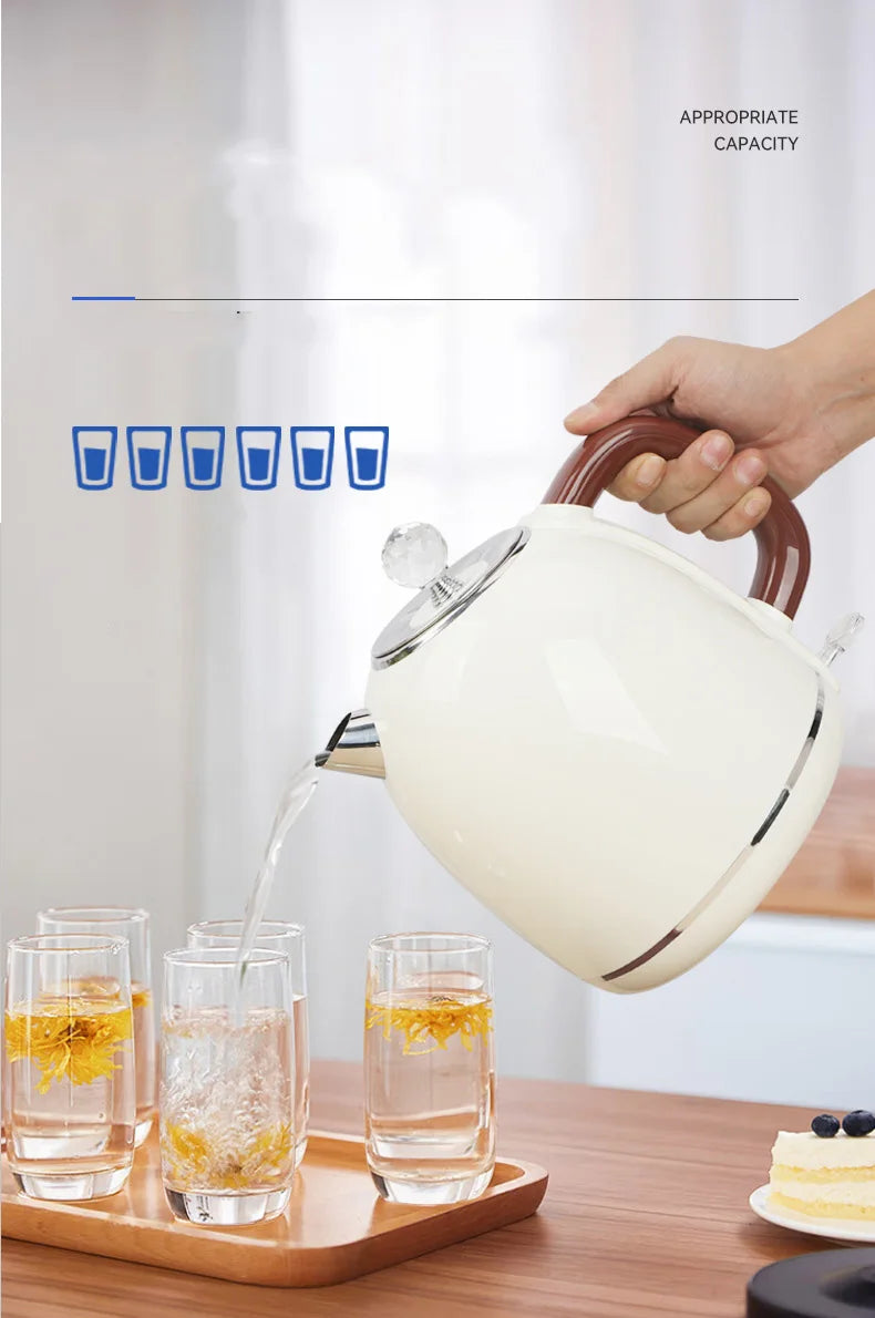 Electric kettle 1PC 1.8L 304 stainless steel liner low noise household hotel office automatic power-off kettle anti-scalding