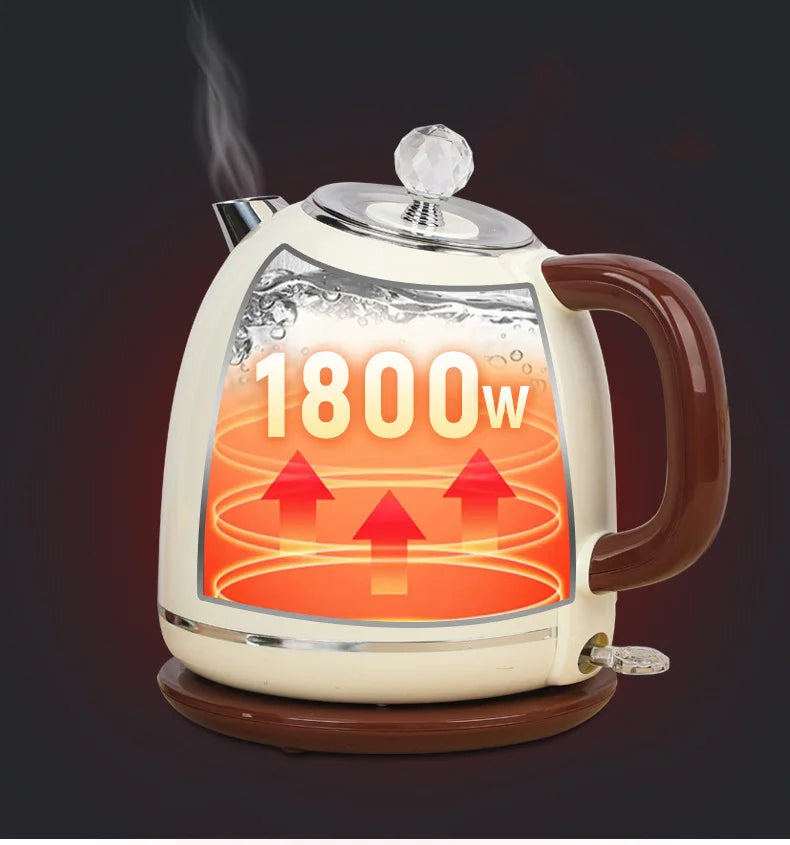 Electric kettle 1PC 1.8L 304 stainless steel liner low noise household hotel office automatic power-off kettle anti-scalding