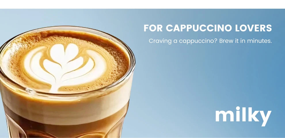 Mcilpoog M3 Automatic Espresso Coffee Machine ，Built-In Milk Frother & Tank, 7 Coffee Varieties, Touchscreen