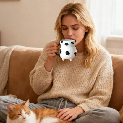 Cow Pattern Coffee Mug 585ml Cute Ceramic Milk Cup with Handle for Tea Hot Chocolate Birthday Gift Funny Novelty Drinkware